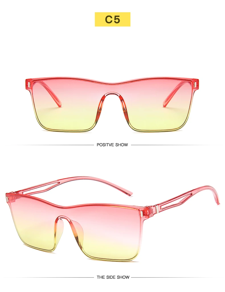 Новинка, квадратные солнцезащитные очки для женщин, океанские цветные линзы, без оправы, солнцезащитные очки, женские модные дизайнерские прозрачные очки, солнцезащитные очки