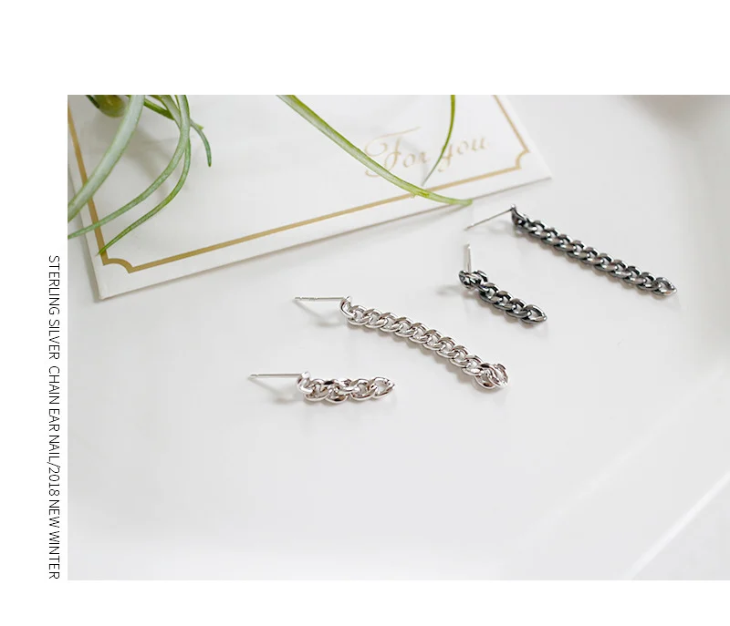 F. I. N. S ассиметричные Винтажные серьги из стерлингового серебра S925, модные ювелирные изделия, классические длинные серьги-цепочки для женщин, ювелирные изделия