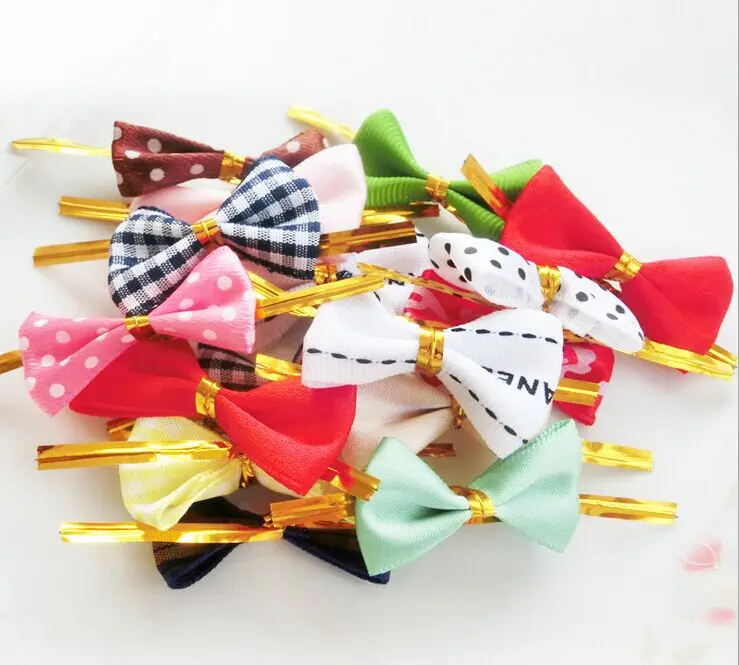 

100pcs/lot Mixed colors Bowknot Sealing wire bakery packing sealing bread cake decoration Wire Twist Tie Free shipping