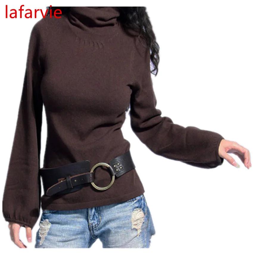Lafarvie Off Sale Fashion Cashmere Blended Full Sleeve Scarf Collar Knitted Winter&Autumn Sweater Women Pullover 6Colors S-XXL