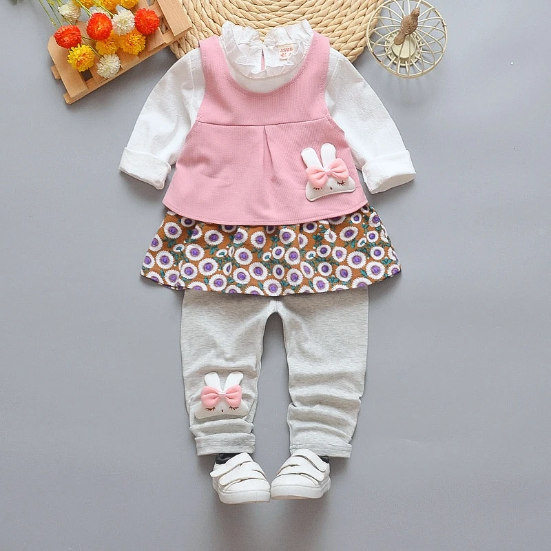

baby infant newborn children costume toddler kids things girl clothes set spring autumn outfit 1 2 year dress long sleeve rabbit