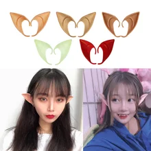 Orelhas elf halloween traje de fadas cosplay acessórios orelhas falsas adereços 1 par ângulo látex prótese macia pontas apontadas