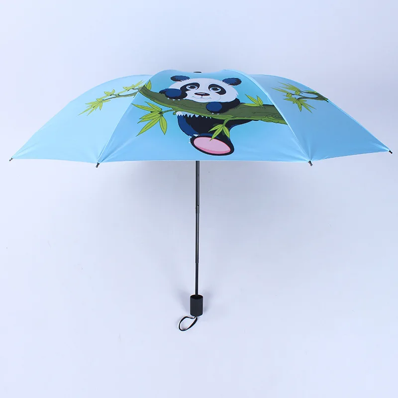 

Panda Painting Folding Umbrella For Kids Anti-UV Waterproof Portable Animal Umbrella For Women Pencil Three Folding Parasol