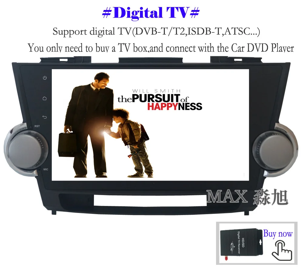 Top MAX GPS Navigation Radio Android 8.1.0 Car DVD Player for Toyota Highlander Old 2009-2013 RDS Bluetooth Call WiFi SWC Free Map 12