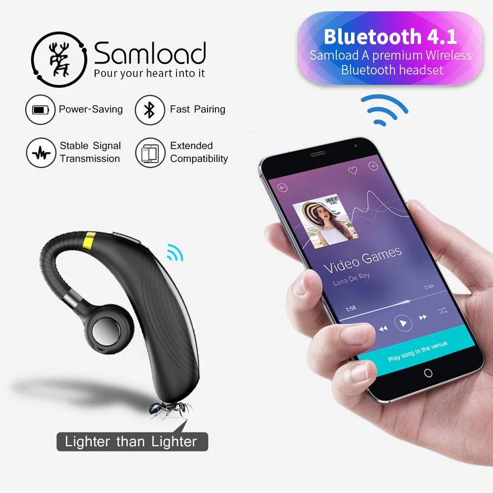 Samload Bluetooth 4,1 деловые наушники Супер длительным временем ожидания динамик вкладыши Гарнитура Hands free для iPhone 7 Xiaomi samsung