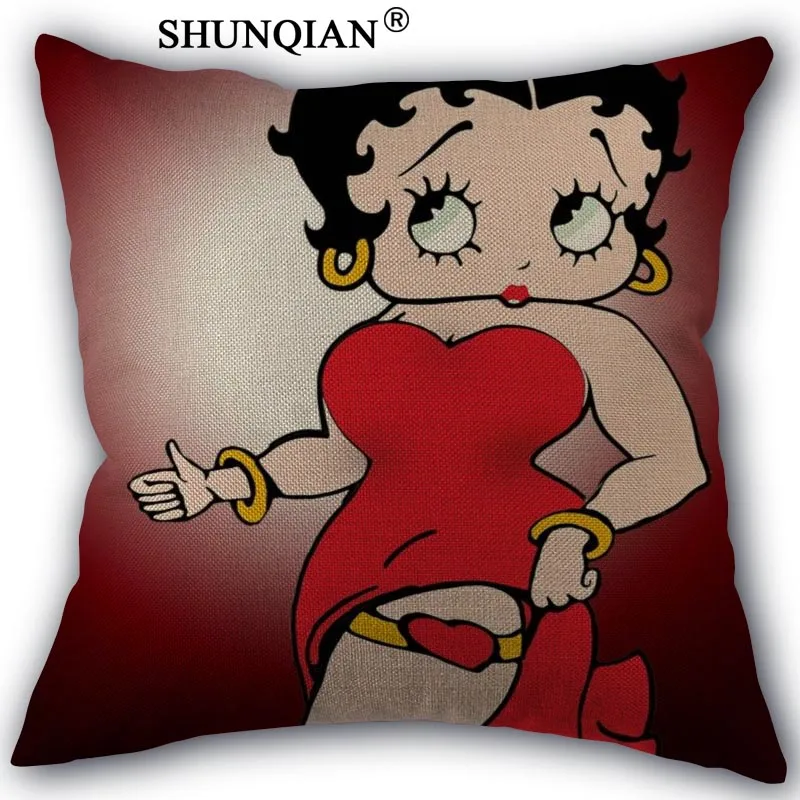 Пользовательские Подушки Детские случае Betty Boop высокое качество домашний текстиль хлопок льняной одна сторона Лидер продаж Подушки Детские Чехлы для мангала 45x45 см - Цвет: Pillow Cover