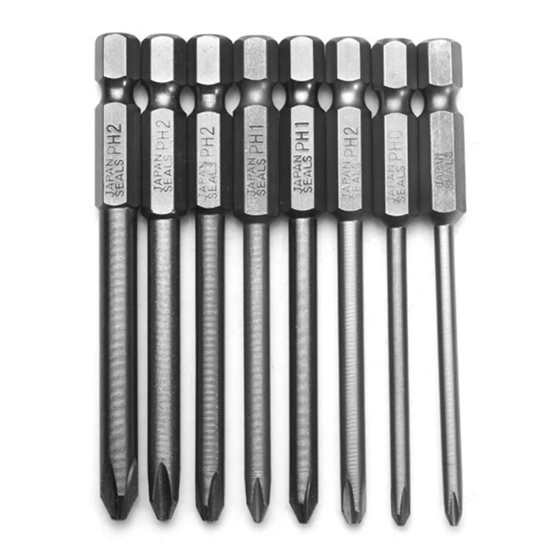 Hakkin 8pcs 75mm Long Hex Cross Head Screwdriver Bits Electric