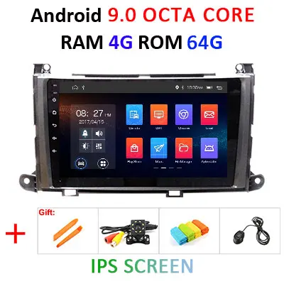 Android 9,0 ips экран 4G ram 64G rom Автомобильный gps для Toyota Sienna Навигация стерео сенсорный экран Аудио приемник без DVD плеера - Цвет: 9.0 4G 64G IPS