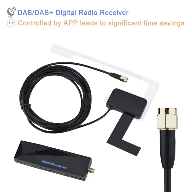 Portable AM/FM SMA DAB/DAB+ Digital Radio Antenna Receiver Mini USB Port for Car Android System