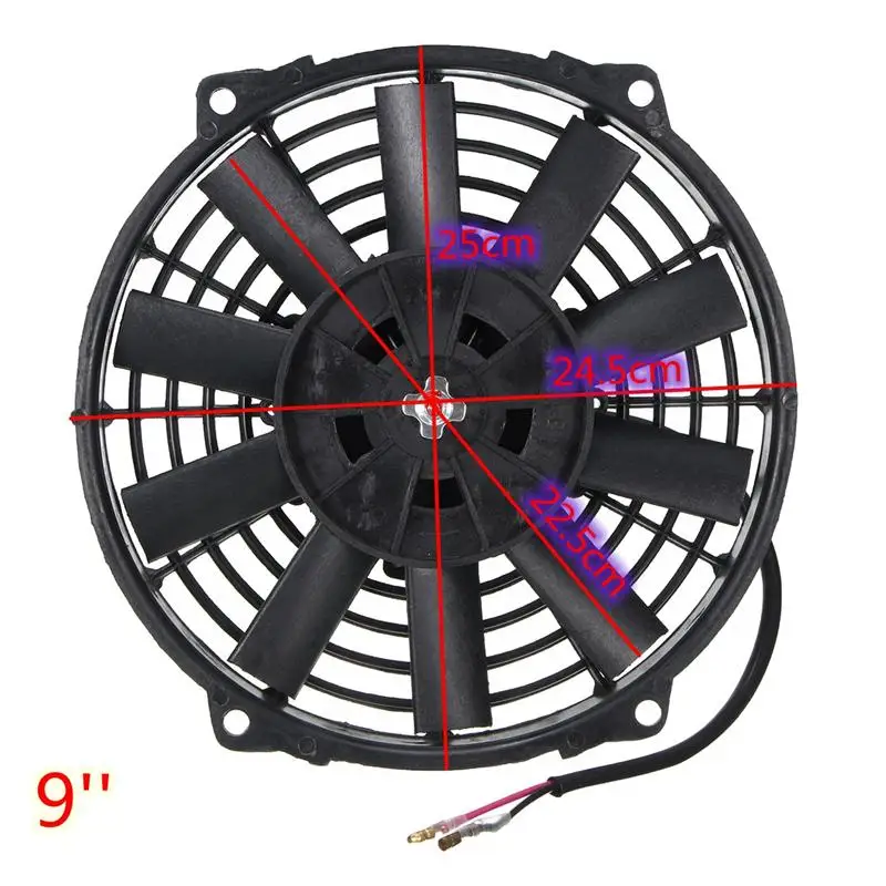 Универсальный 8 9 10 12 14 дюймов 12 в 80 Вт 2100 об/мин прямые черные лезвия Электрический вентилятор радиатора комплект