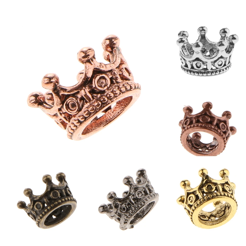 10 Pieces Europe Style Fashion Jewelry Crown Beads Charm Bracelets & Bangles Big Hole European Beads Fits Bead Bracelets 6 X11mm