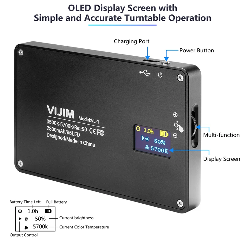 VIJIM VL-1 Pocket on Camera LED Video Light Magnetic Dimmable 3500-5700K CRI 96 Photo Studio Light  - 33002334658