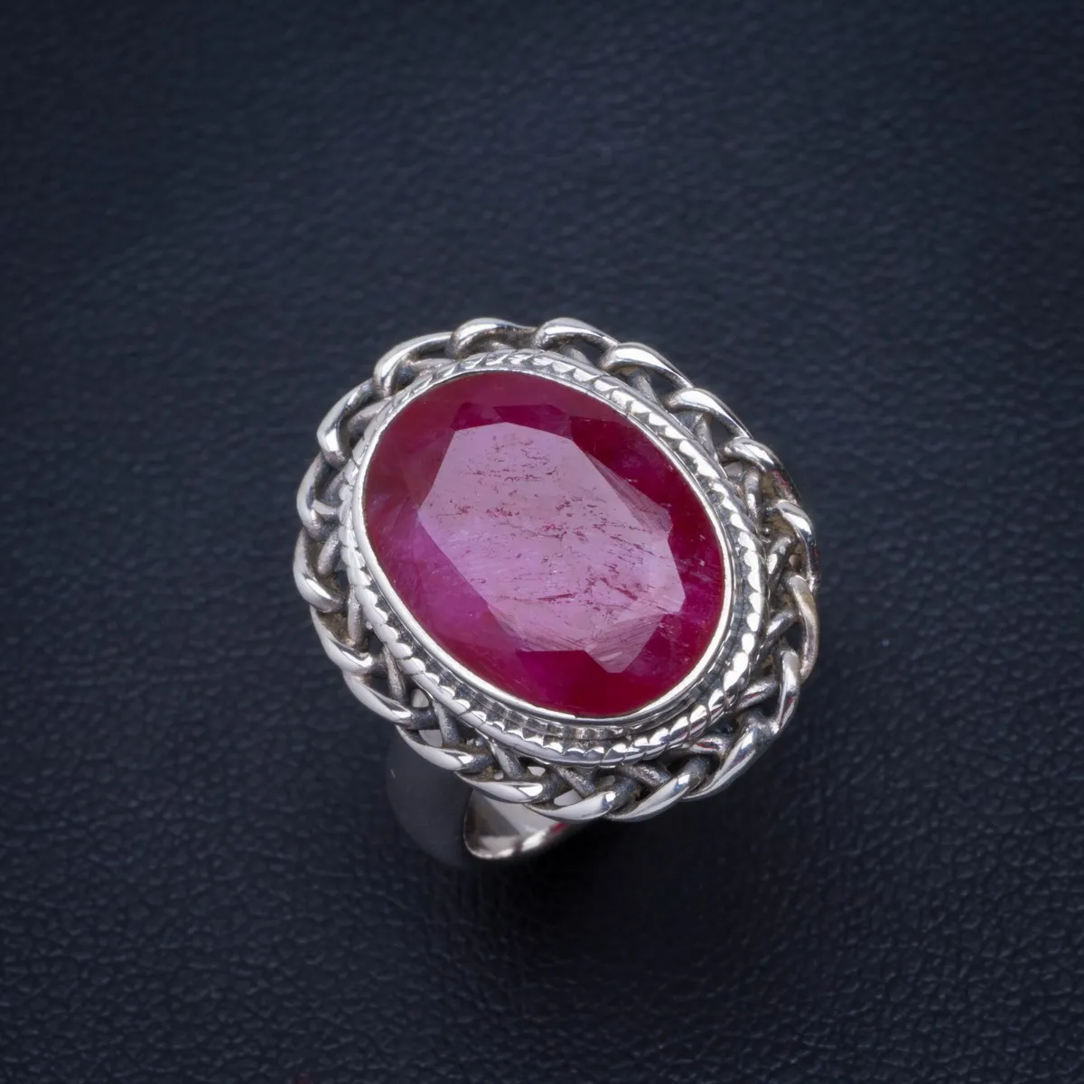 

Natural Cherry Ruby Handmade Unique 925 Sterling Silver Ring 6 B1138