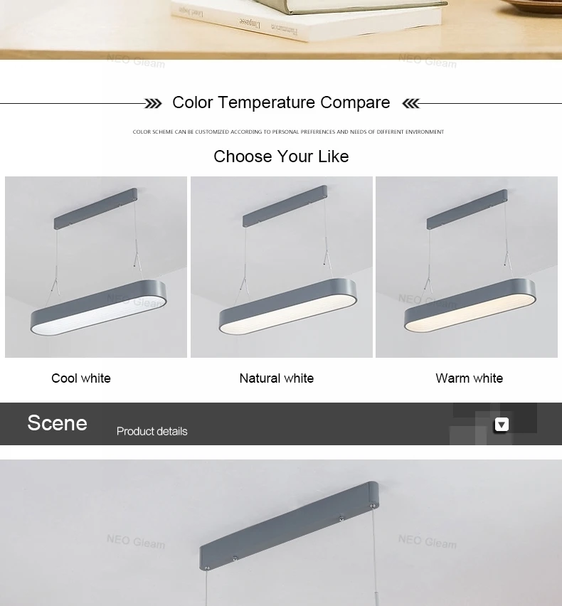 NEO Gleam минимализм современные светодиодные подвесные светильники для столовой Гостиная Кухня Бар комната серый/белый цвет 85-265 в подвесной
