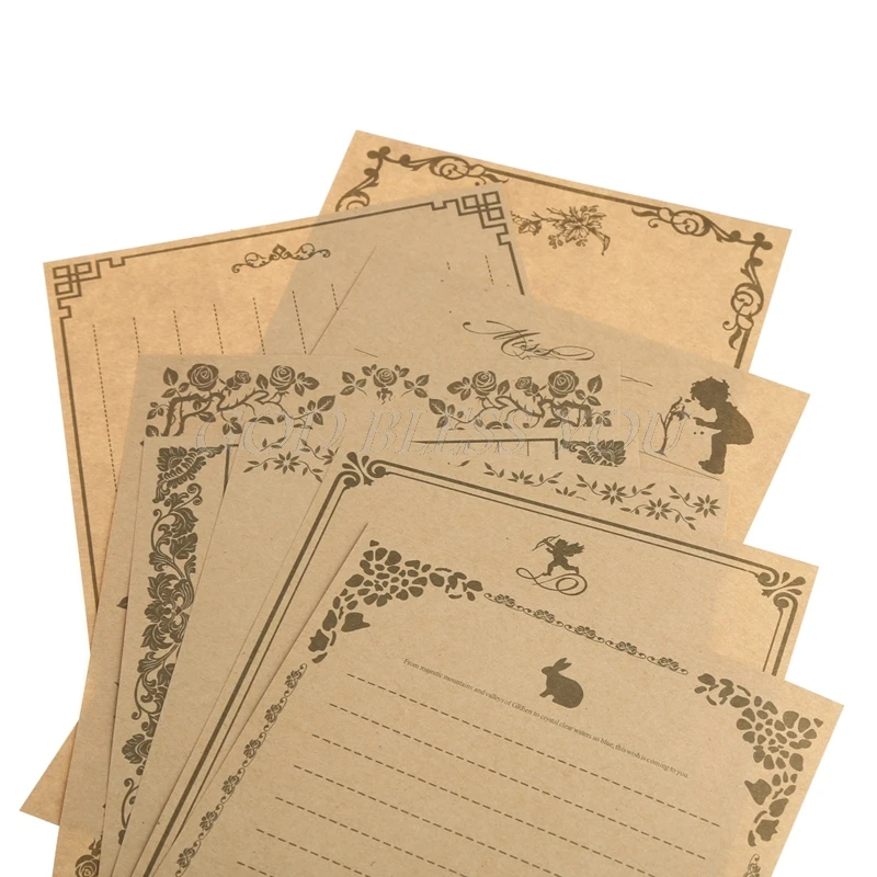 8 листов винтажный ретро-дизайн письма канцелярские бумага Pad Примечание письмо набор