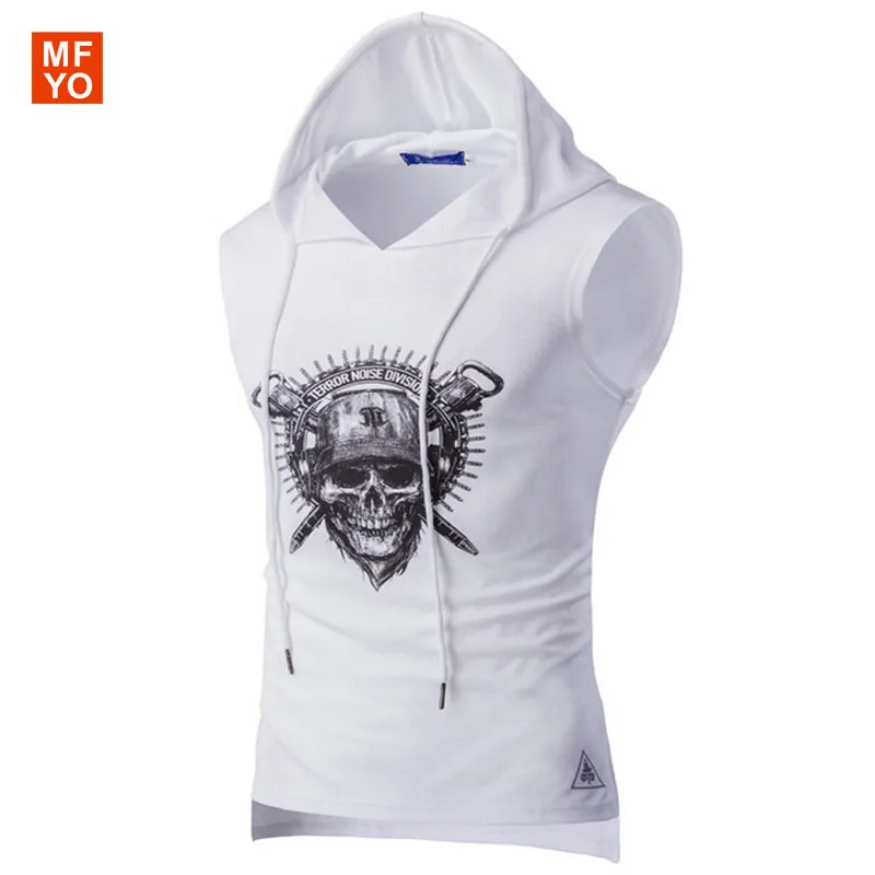 Men's Tank Top Hoodies Sleeveless HoodedSkull print breathable wicking