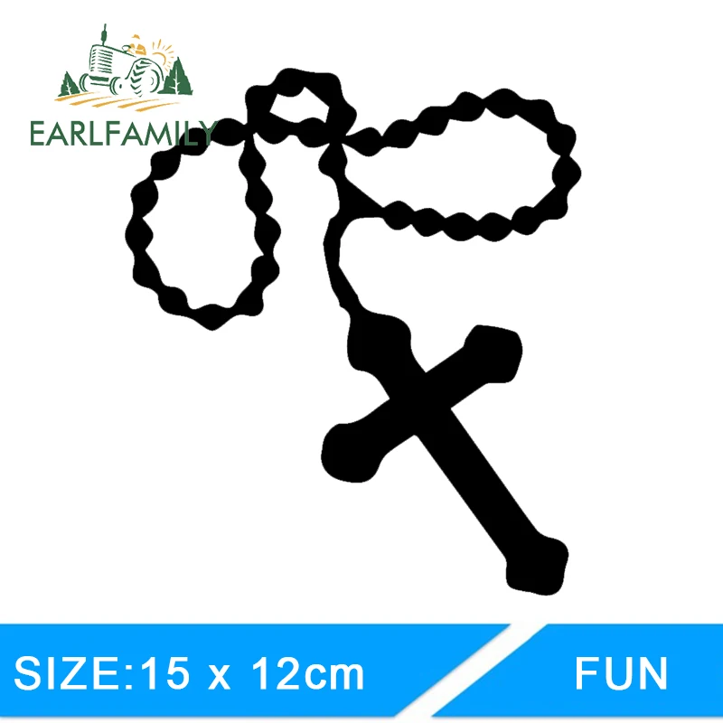 

EARLFAMILY Devout Faith Pearl Necklace Rosary Saint God Jesus Funny Car Sticker Window Bumper Motorcycle Car Covers Vinyl Decal