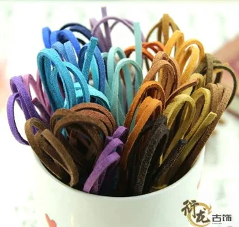 

60M/lot 3mm Mix Colors Suede Flat Leather Cord Bracelet Faux Velvet Cords Rope Thread String Necklace DIY Jewelry Findings 1901