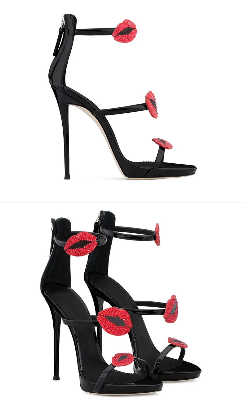 Coline Lips Leather Stiletto Sandals