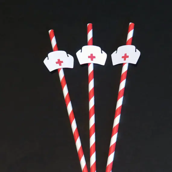 

nurse cap Party Straws - party wedding, engagement, birthday, baby bridal shower straw