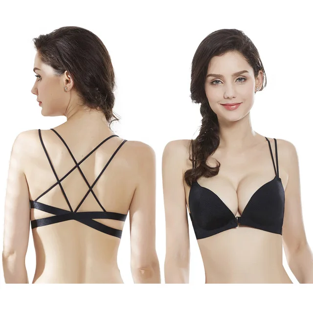 

Backless Seamless Bras For Women Lingerie Bralette Invisible Bra Push Up Brassiere Front Closure Cup Free Size Strap Underwear