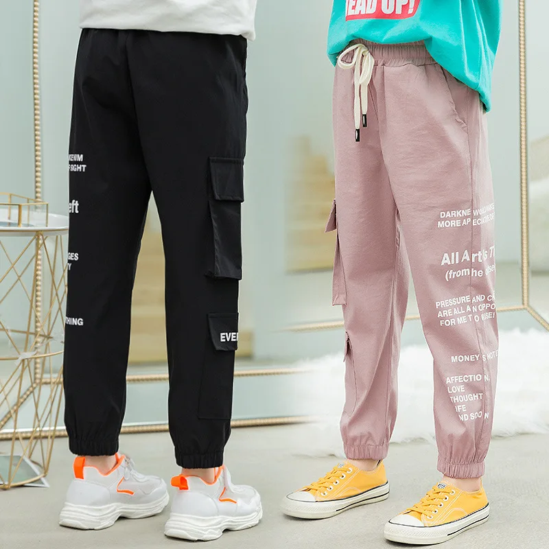 

Girls Pants Children Trousers Big Girl Long Trousers Letter Casual Pants Girls 8 12 Age Teen Sports Clothing 2019 Summer Fashion
