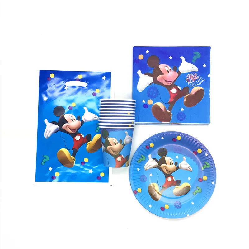 

Disney Mickey Mouse Theme 80Pcs/Lot Tableware Family Party Wedding Candy Bags Kid Birthday Party Paper Cup Plate Napkin Supplies
