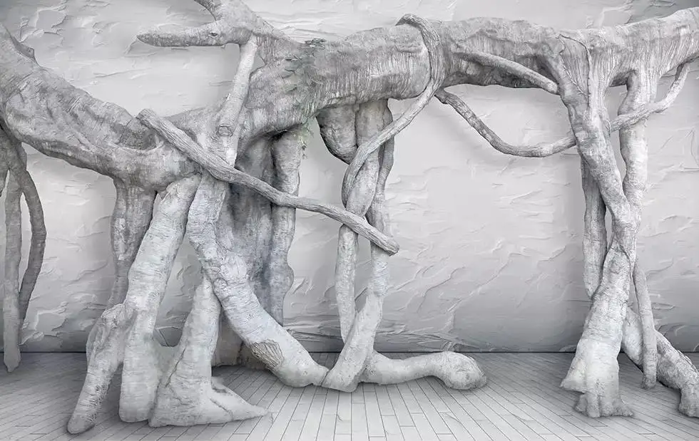 Modern Custom 3D Wallpaper Art literary tree roots virgin forest 3d stereo TV background wall 3d Mural For Living Room Modern Custom 3D Wallpaper Art literary tree roots virgin forest 3d stereo TV background wall 3d Mural For Living Room