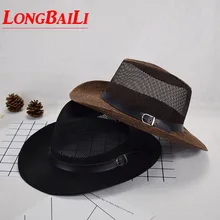 Летние соломенные женские солнцезащитные пляжные шляпы для мужчин с широкими полями, ковбойские шляпы, солнечные шляпы,, CSDS010