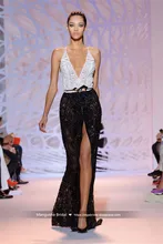 2016 Zuhair Murad Design Abendkleid Luxus Friesen V-ausschnitt Ärmellose Sexy Kleider Cocktail Party Robe De Soiree MY1109-27