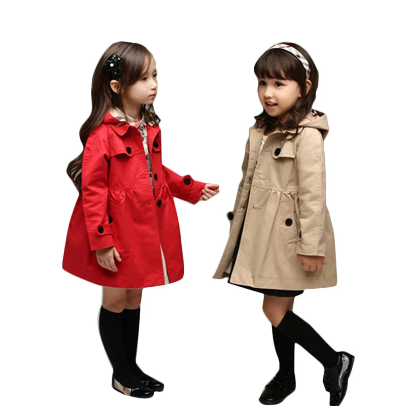 Baby Girls Cotton Dust coat Trench Casual Spring Jackets Kids Solid
