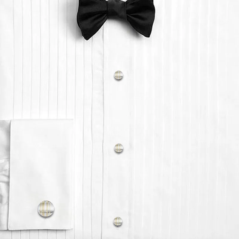 Juego De Gemelos Y Tachuelas Negros VOANZO – Regalo Para Hombre, Acero Chapado En Cobre, 2 Gemelos + 6 Tachuelas, Ocasiones Formales