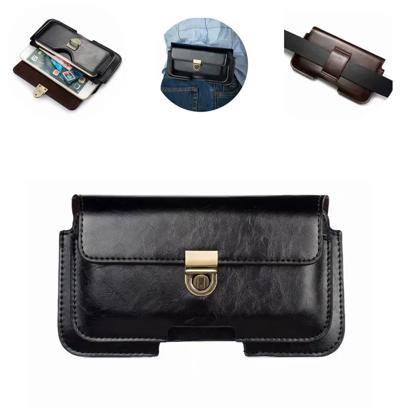 Double Belt Clip Phone Bag for Iphone X 8 7 Plus Universal Waist Bag Leather Case for Samsung S9 Plus Phone Cover Holster Xiaomi