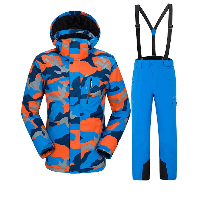 ناقلات الدافئة الشتاء بدلة تزلج مجموعة الرجال يندبروف ماء التزلج على الجليد الدعاوى مجموعة الذكور في الهواء الطلق سترة تزلج + السراويل