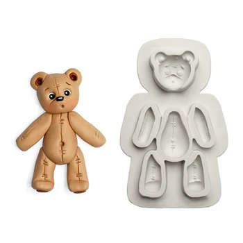 

Stitched Bear Shape Fondant Cake Silicone Mold Cookies Chocolate Molds Candy Pastry Mould Biscuits Baking Cake Decoration Tools