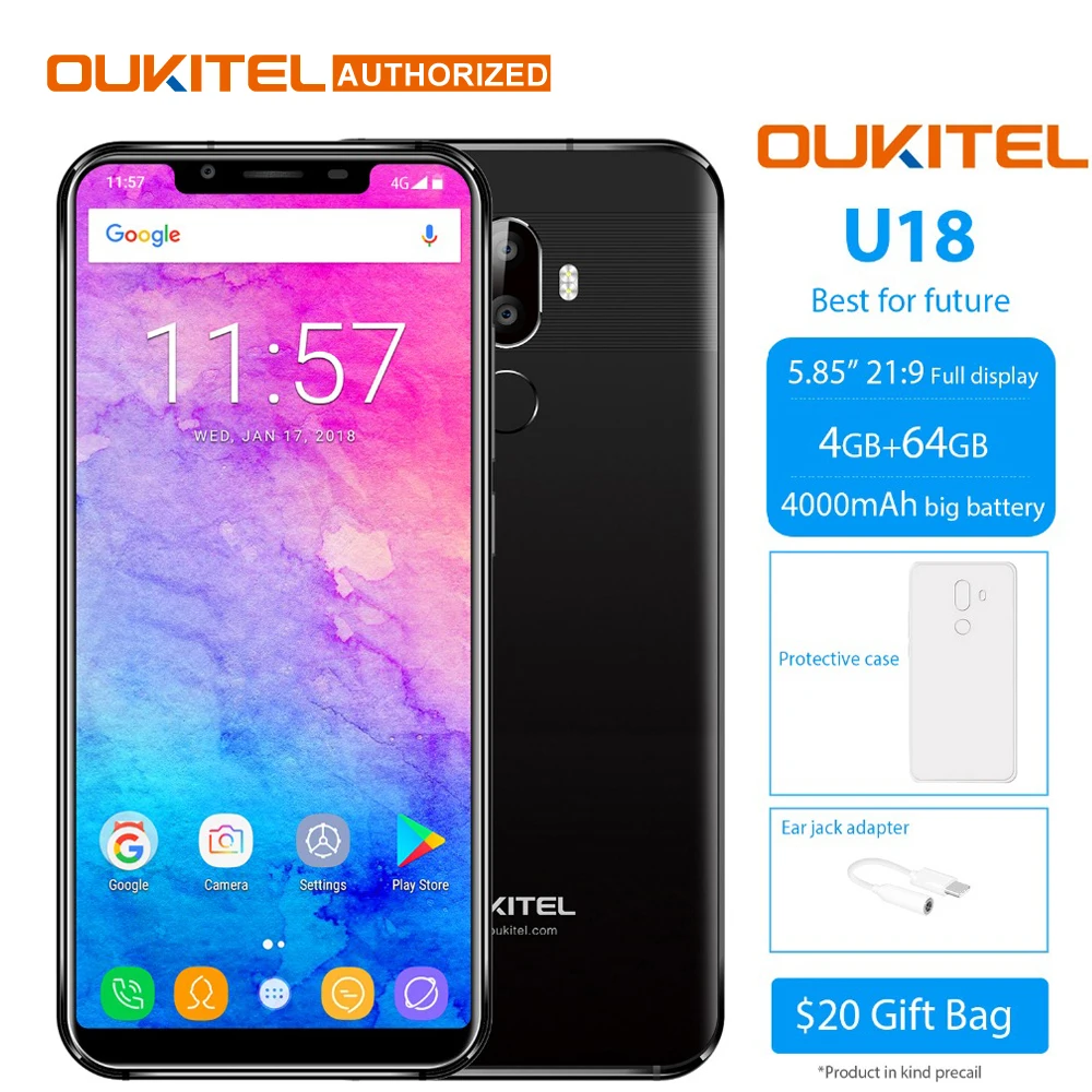OUKITEL U18 5 85 &quotHD 21:9 полный Дисплей мобильный телефон 4G Оперативная память 64G