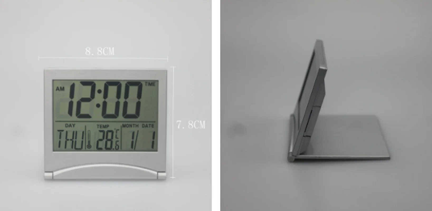1Pcs New Folding LCD Digital Alarm Clock Desk Table Weather Station Desk Temperature Travel Electronic Clock