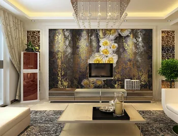 

Bacaz Gold Poppy 3D Flower Wallpaper Mural Photo for Bedding Room Sofa Background 3D Wall Mural 3d Wall paper 3d Flower stickers