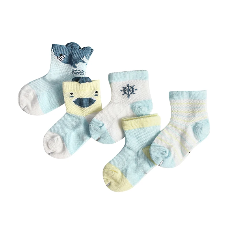 Новинка года, 5 пар/лот, носки для малышей летние сетчатые тонкие носки для маленьких девочек, хлопковые носки для новорожденных мальчиков и От 3 до 8 лет - Цвет: 6-8Year
