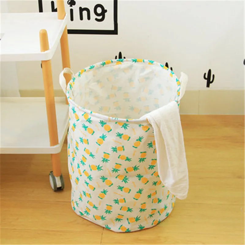 Nordic Fruit Pineapple Linen Folding Laundry Baskets Dirty Clothes