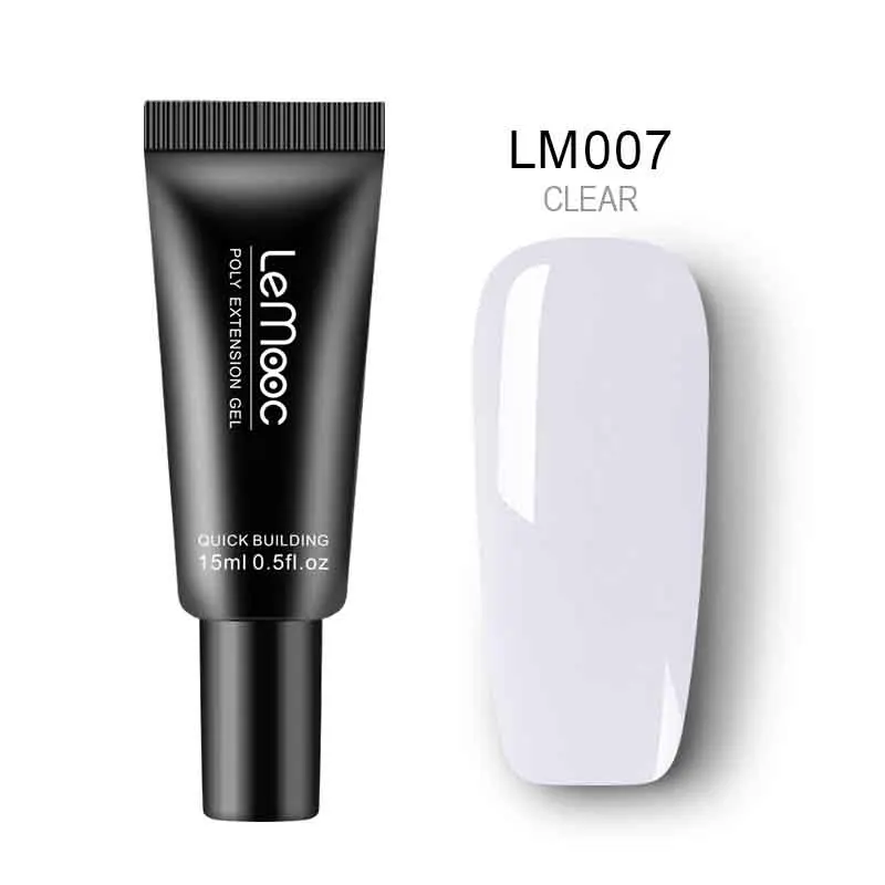 LEMOOC, 20 мл, УФ гель для ногтей, жидкость для выскальзывания, полистроительный раствор, безболезненный акриловый инструмент для наращивания ногтей, Маникюрный Инструмент - Цвет: 15ml poly UV gel 7