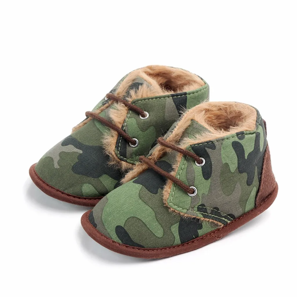 Для новорожденных, для маленьких девочек, теплая, из кусков, анти-скольжения первая обувь для ходьбы, ботинки мягкая подошва; обувь для маленьких детей; девичьи туфли; для маленьких девочек детская обувь - Цвет: Camouflage