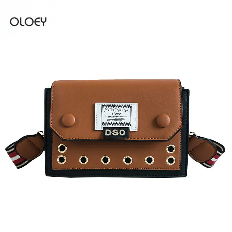 Женская сумка мессенджер с открытым плечом OLOEY простая квадратная лямками