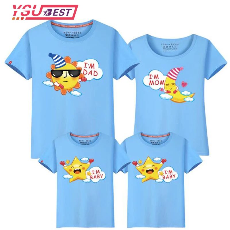 

Family Matching Clothes Sun Moon Stars Short-Sleeve Mother Daughter Family Set Summer Family Matching Outfits Dad Son T-shirt
