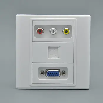 

vga, 3RCA AV, 1000M RJ45 combine wall plate with back side screw connectors support DIY