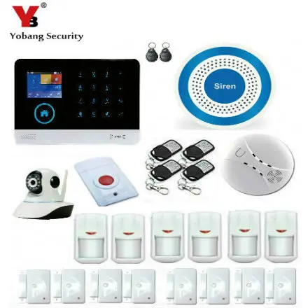 Yobangsecurity wifi gsm gprs rfid Беспроводной Охранной Сигнализации Системы Беспроводной IP Камера Siren Детекторы дыма для Бизнес и дома