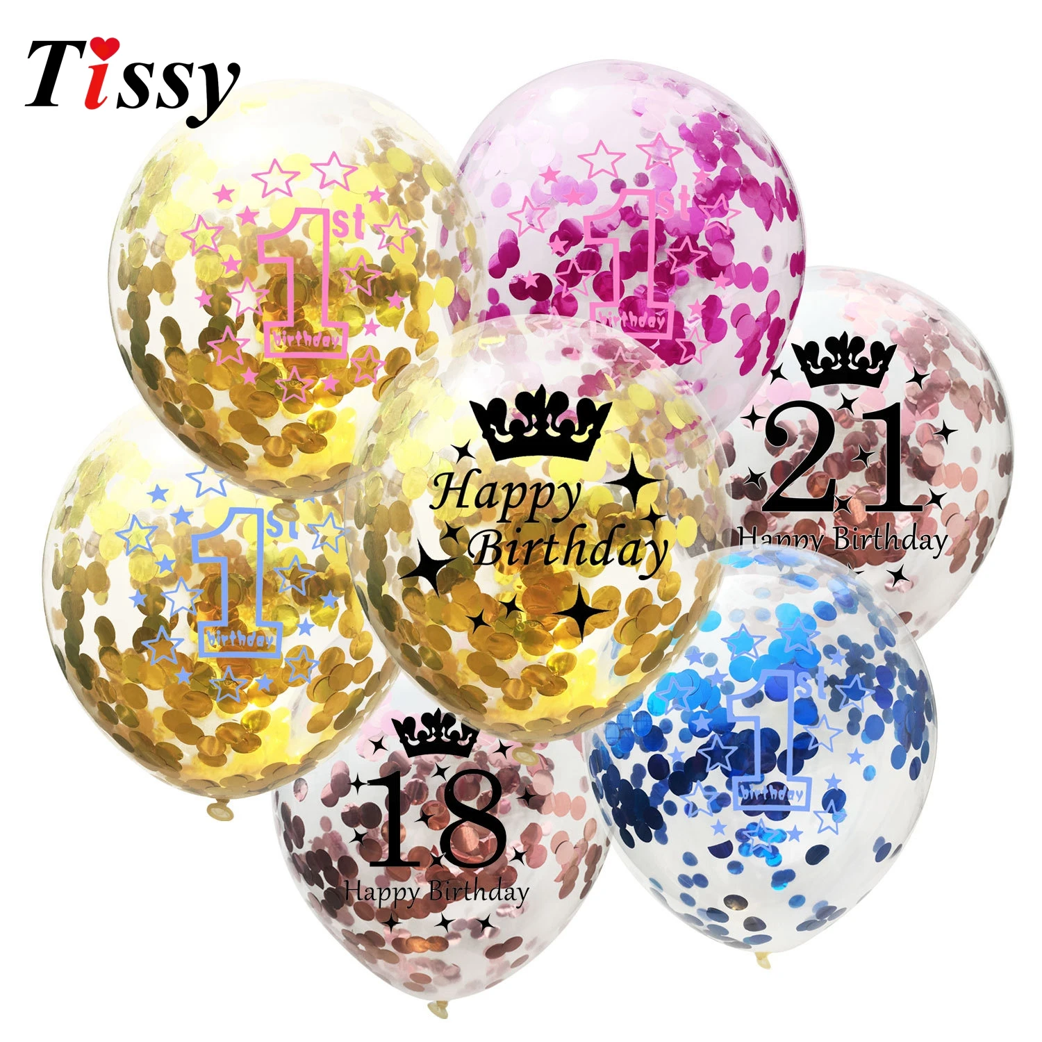 Hot5PCS 1st 30 40 50th Confetti Air Balloons Happy Birthday Party