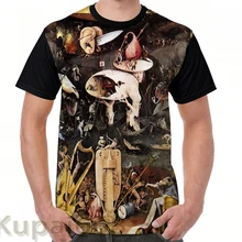 Забавная футболка с графическим принтом, мужские топы, футболки, Hieronymus Bosch, Сад земных прелестей, женская футболка, футболки с коротким рукавом