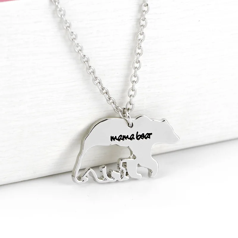 Baby Bear Mama Bear Necklace Sterling Silver New Trendy 