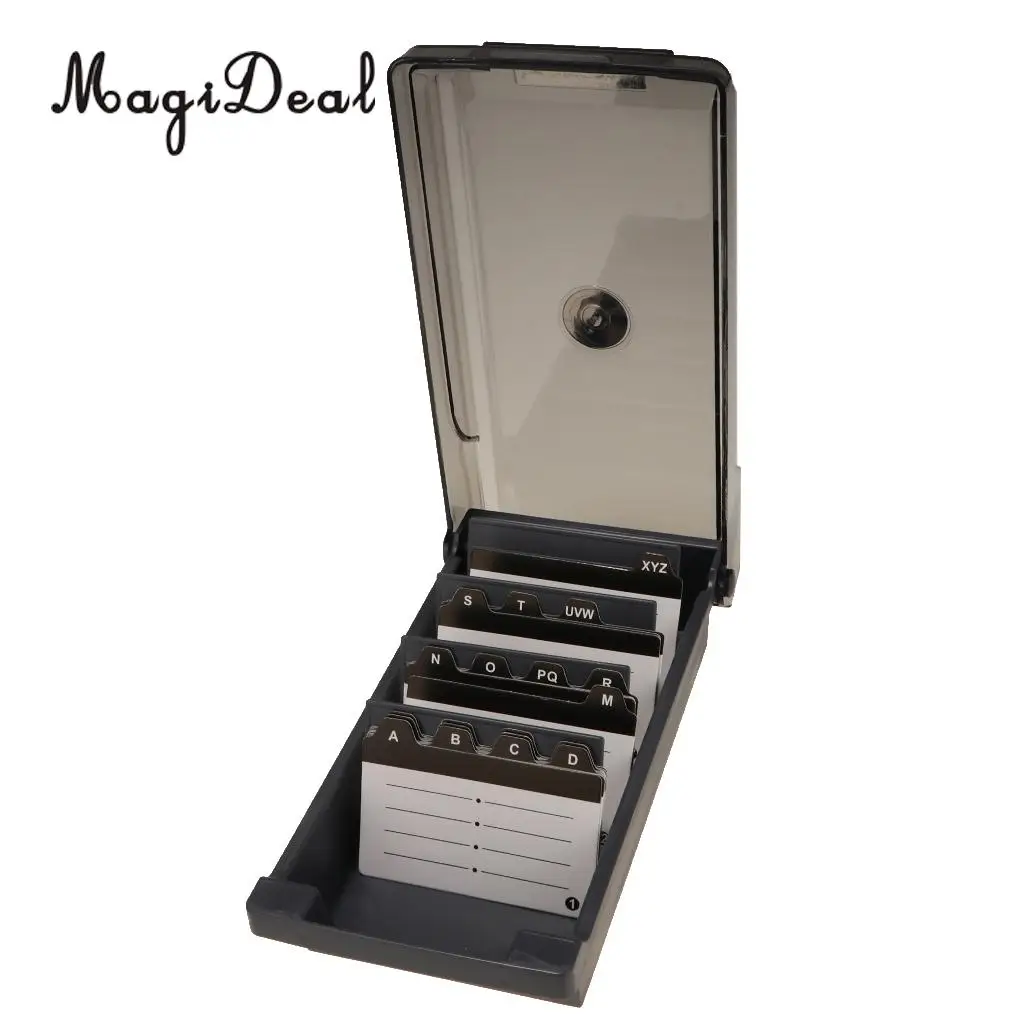 Large Capacity Business Card Holder Box Business Card File Card Storage Box Organizer Index Card Storage Box 4 Divider Board